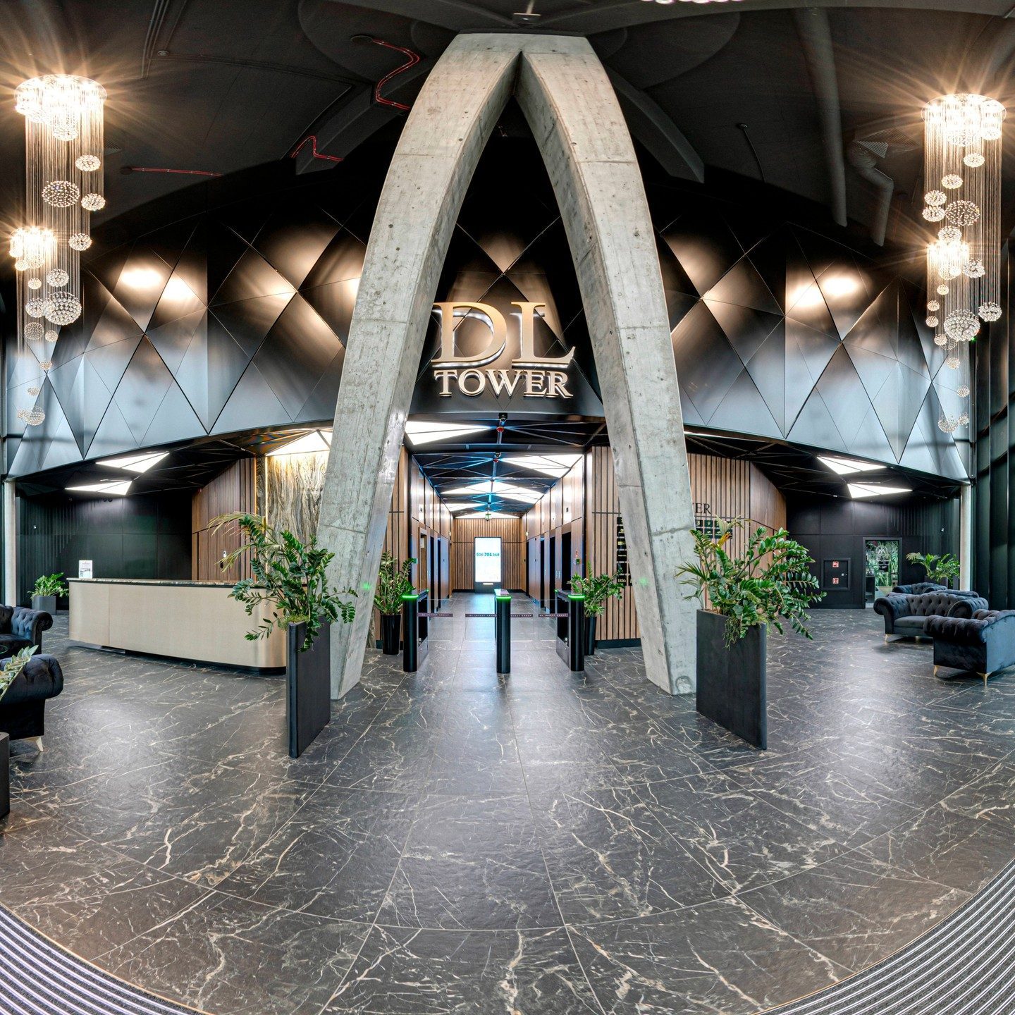 Lobby biurowca DL Tower w Katowicach w panoramie Street View